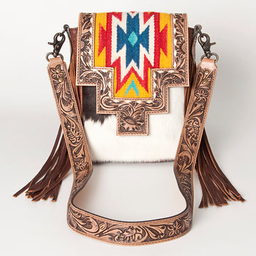 American Darling Cross Body Hand Tooled Saddle Blanket Hair On Genuine Leather Western Women Bag Handbag Purse Crossbody Cute